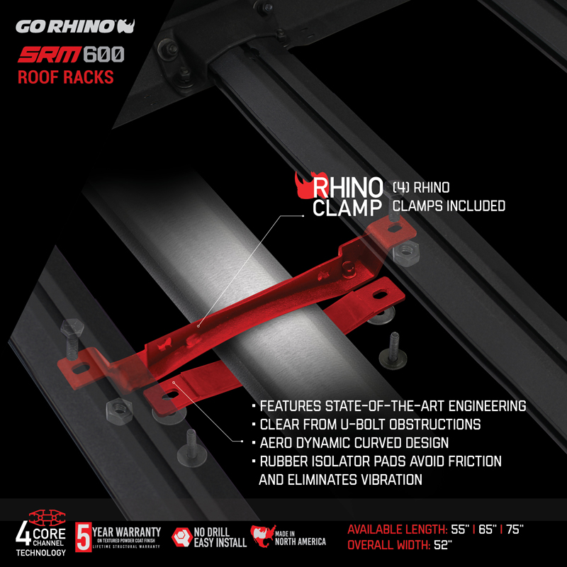 Go Rhino | SRM600 55in Tubular Basket-Style Roof Rack