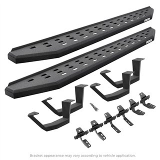 Go Rhino | RB20 Running Boards w/ Mounting Brackets, 2 Pairs Drop Steps Kit - F-250 / F-350 2000-2016