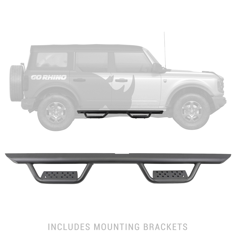Go Rhino | Dominator Xtreme D2 Side Steps w/ Mounting Bracket Kit - Bronco 2.3T / 2.7T / 3.0T 2021-2023