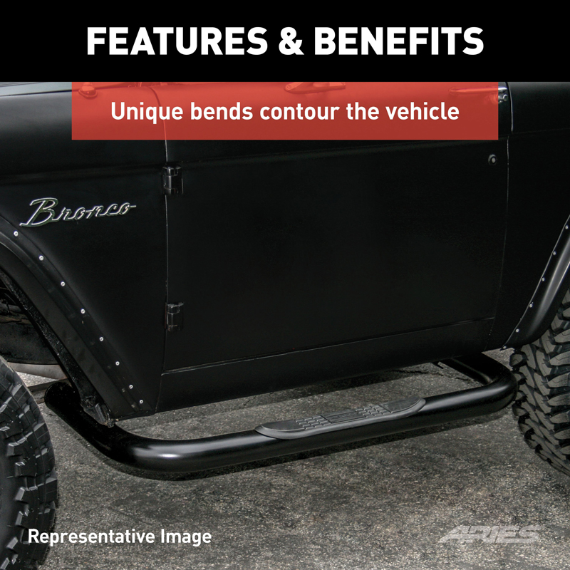 ARIES | 3in Round Black Steel Side Bars - F-150 2009-2014
