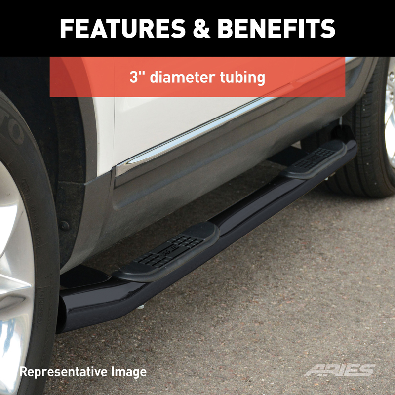 ARIES | 3in Round Black Steel Side Bars - F-150 / F-250 / F-350 2015-2023