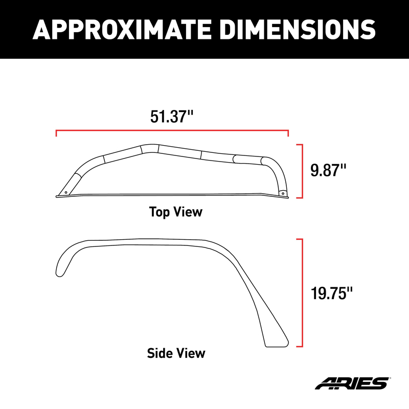 ARIES | Black Aluminum Front Fender Flares - Wrangler (JK) Unlimited 3.6L / 3.8L 2007-2018