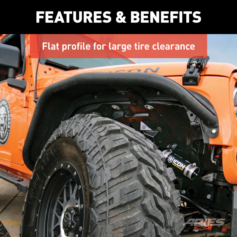 ARIES | Black Aluminum Front Fender Flares - Wrangler (JK) Unlimited 3.6L / 3.8L 2007-2018