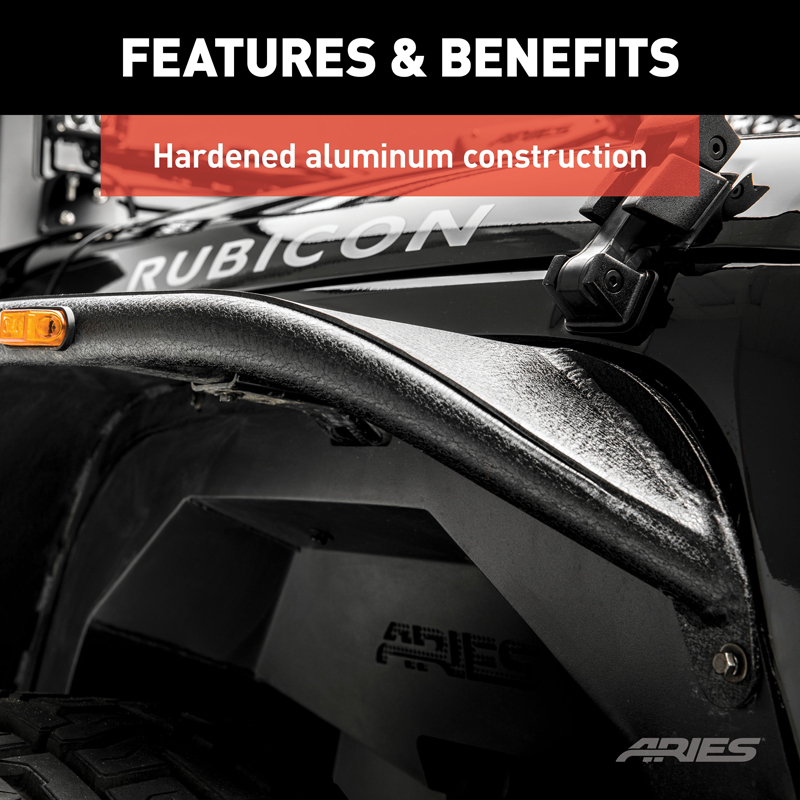 ARIES | Black Aluminum Front Fender Flares - Wrangler (JK) Unlimited 3.6L / 3.8L 2007-2018