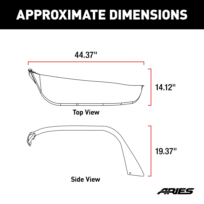 ARIES | Black Aluminum Front Fender Flares - Wrangler (JL) Unlimited 2018-2022