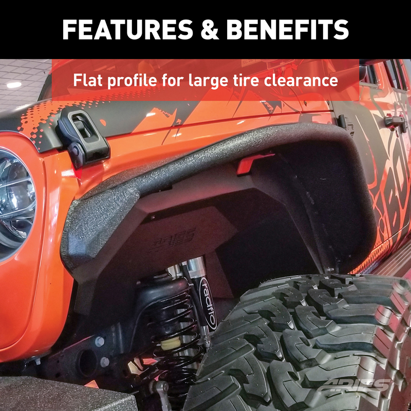 ARIES | Black Aluminum Front Fender Flares - Wrangler (JL) Unlimited 2018-2022