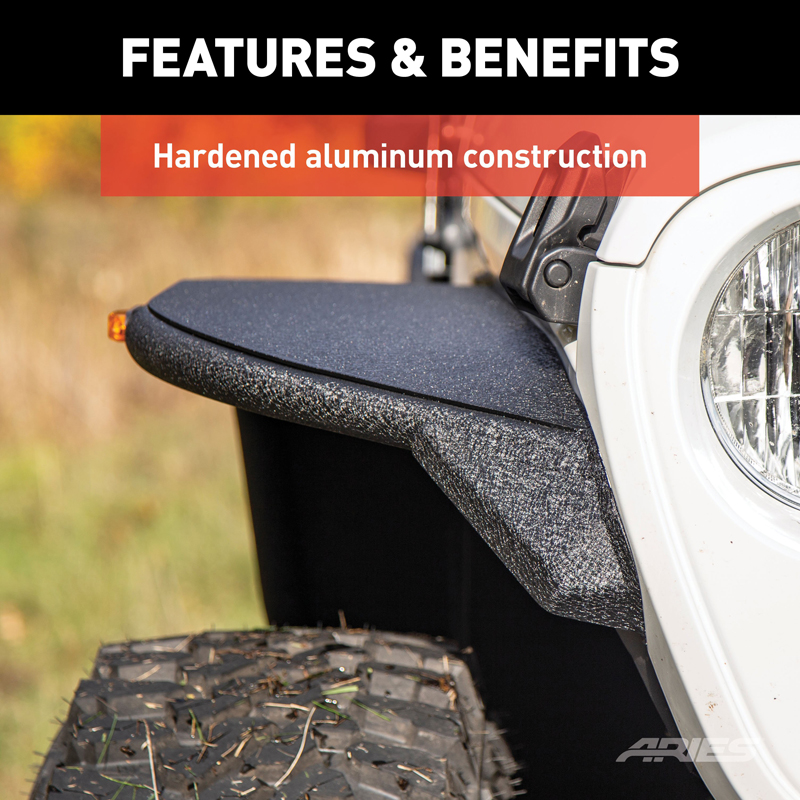 ARIES | Black Aluminum Front Fender Flares - Wrangler (JL) Unlimited 2018-2022