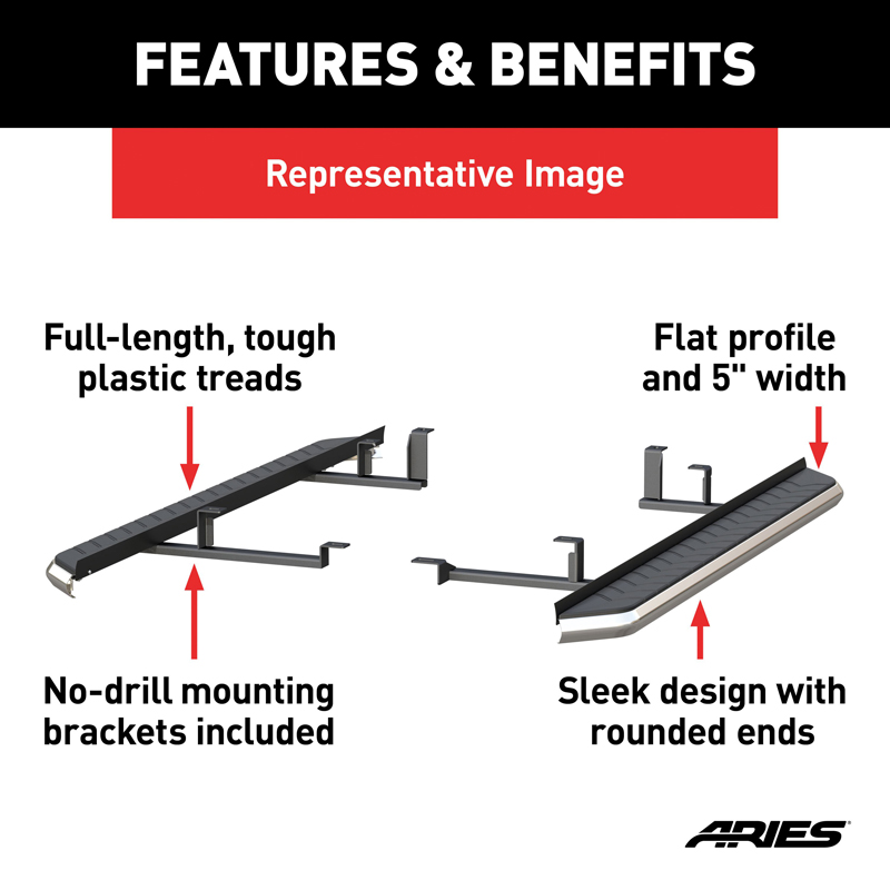 ARIES | AeroTread 5in x 67in Polished Stainless Running Boards - Equinox / Terrain 2018-2021
