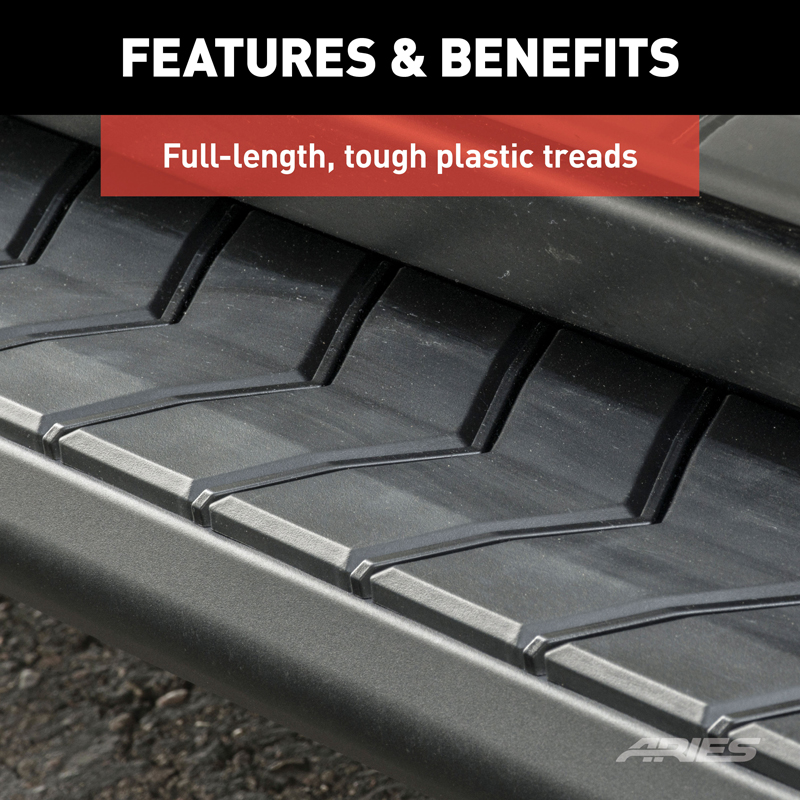 ARIES | AeroTread 5in x 67in Black Stainless Running Boards (No Brackets) - Chevrolet / GMC / Honda / Hyundai / Jeep / Kia / Toy