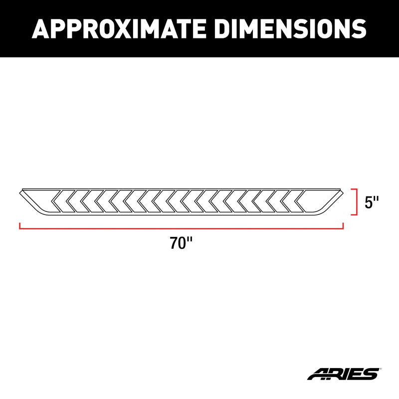 ARIES | AeroTread 5in x 70in Black Stainless Running Boards (No Brackets) - Acura / Ford / Honda / Hyundai / Jeep / Nissan / Toy
