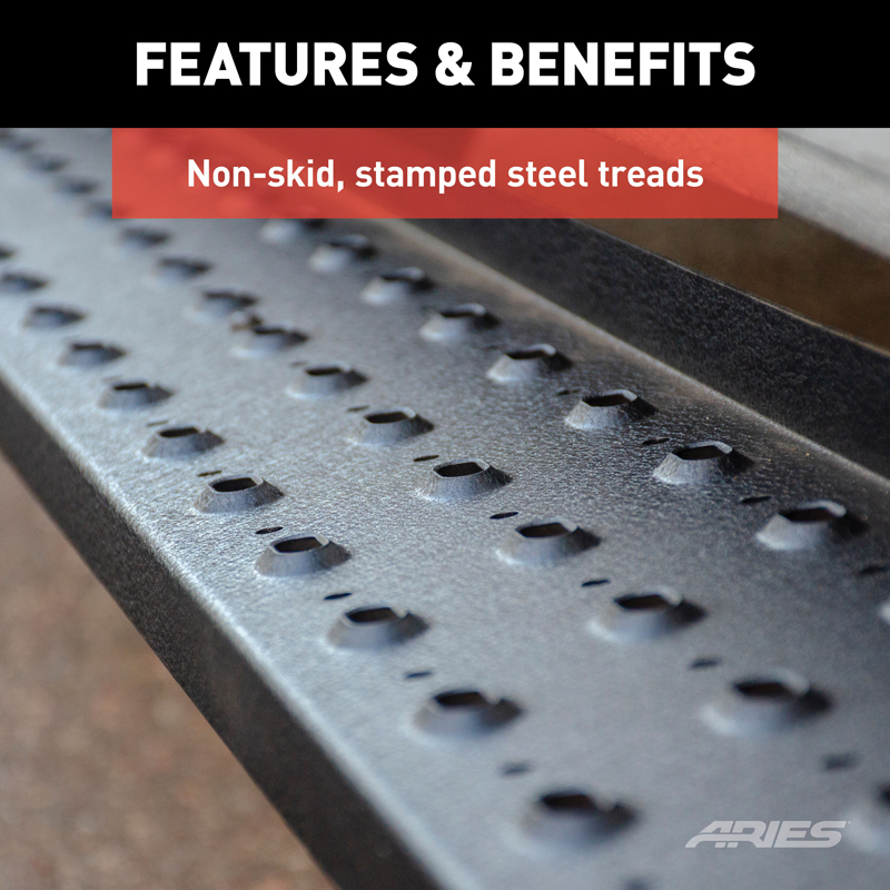 ARIES | RidgeStep 6-1/2in x 85in Black Steel Running Boards - Colorado / Canyon 2015-2022