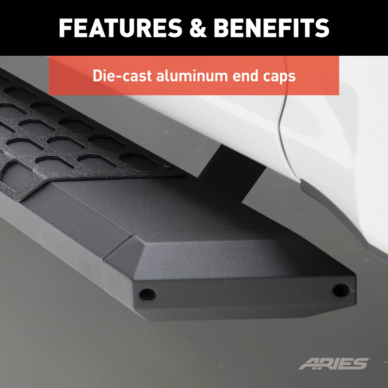 ARIES | AdvantEDGE 5-1/2in x 85in Black Aluminum Side Bars (No Brackets) - Chevrolet / Dodge / Ford / GMC / Honda / Nissan / Toy