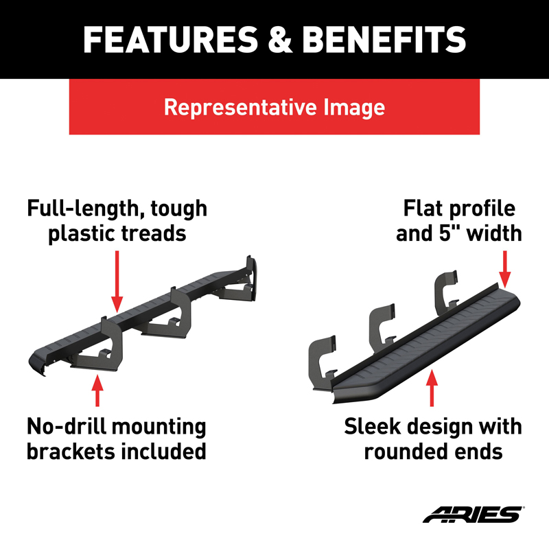 ARIES | AeroTread 5in x 76in Black Stainless Running Boards - Escalade / TahoeYukon 2007-2020