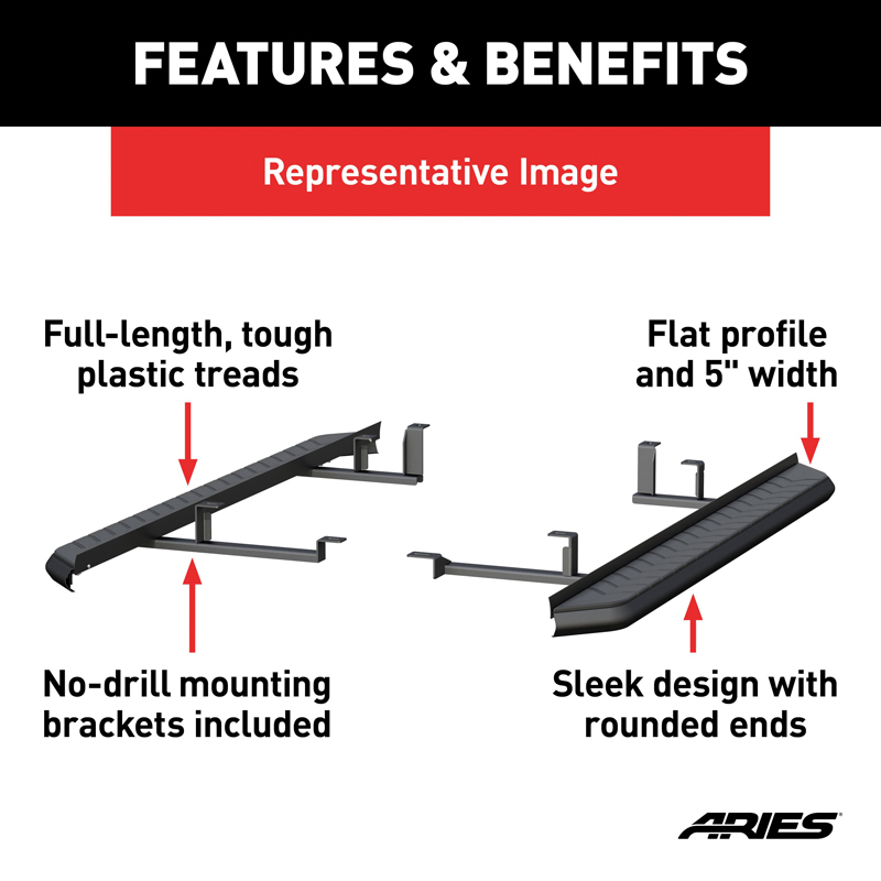 ARIES | AeroTread 5in x 67in Black Stainless Running Boards - 4Runner 4.0L 2014-2021