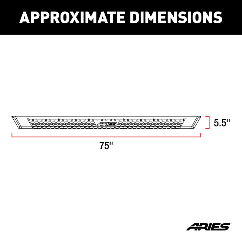 ARIES | AdvantEDGE 5-1/2in x 75in Chrome Aluminum Side Bars - Chevrolet / GMC 2005-2020