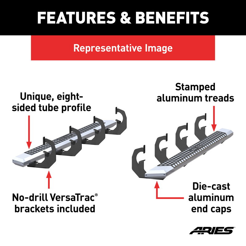 ARIES | AdvantEDGE 5-1/2in x 75in Chrome Aluminum Side Bars - Chevrolet / GMC 2005-2020