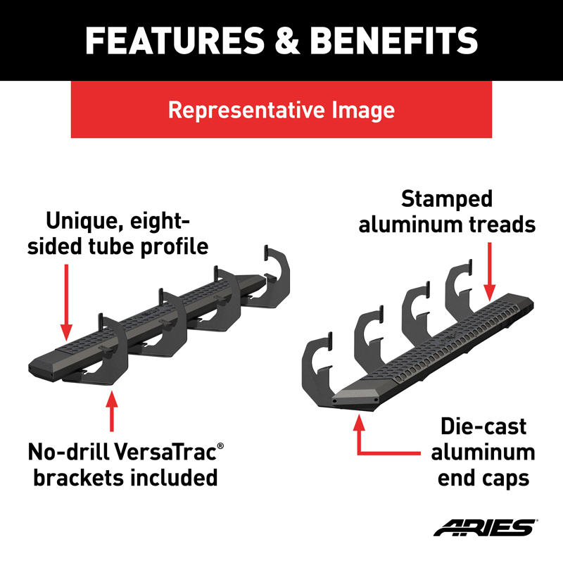 ARIES | AdvantEDGE 5-1/2in x 75in Black Aluminum Side Bars - Ram 1500 / Classic 2009-2022