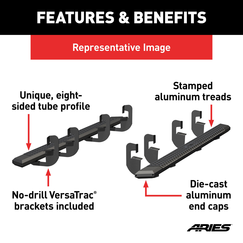 ARIES | AdvantEDGE 5-1/2in x 91in Black Aluminum Side Bars - Ram 2500 / 3500 2009-2022