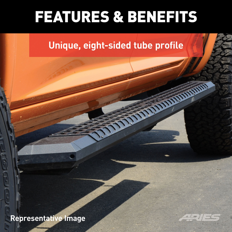ARIES | AdvantEDGE 5-1/2in x 91in Black Aluminum Side Bars - Ram 1500 2019-2022