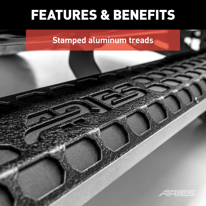 ARIES | AdvantEDGE 5-1/2in x 91in Black Aluminum Side Bars - Ram 1500 2019-2022