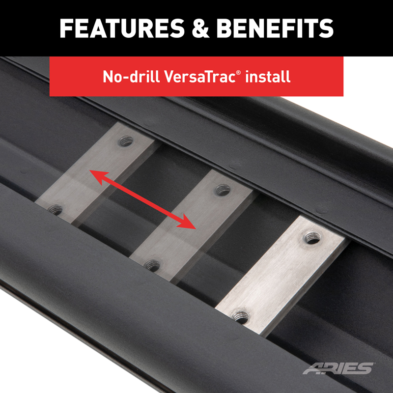 ARIES | AscentStep 5-1/2in x 75in Black Steel Running Boards - Ram 1500 2019-2022