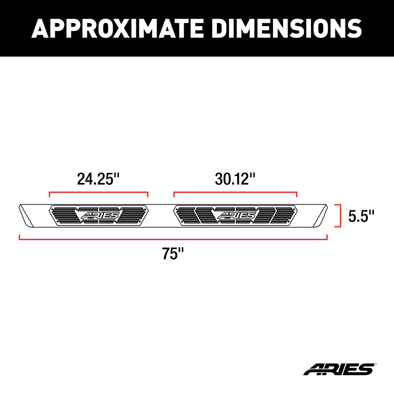 ARIES | AscentStep 5-1/2in x 75in Black Steel Running Boards - F-250 / F-350 2000-2016