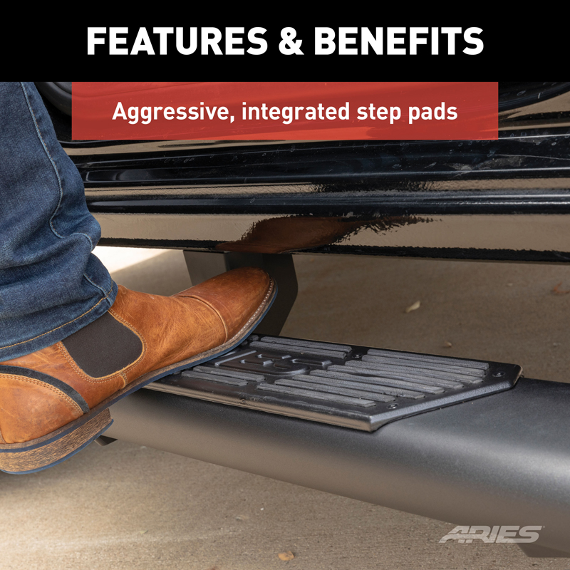 ARIES | AscentStep 5-1/2in x 75in Black Steel Running Boards - F-250 / F-350 2000-2016