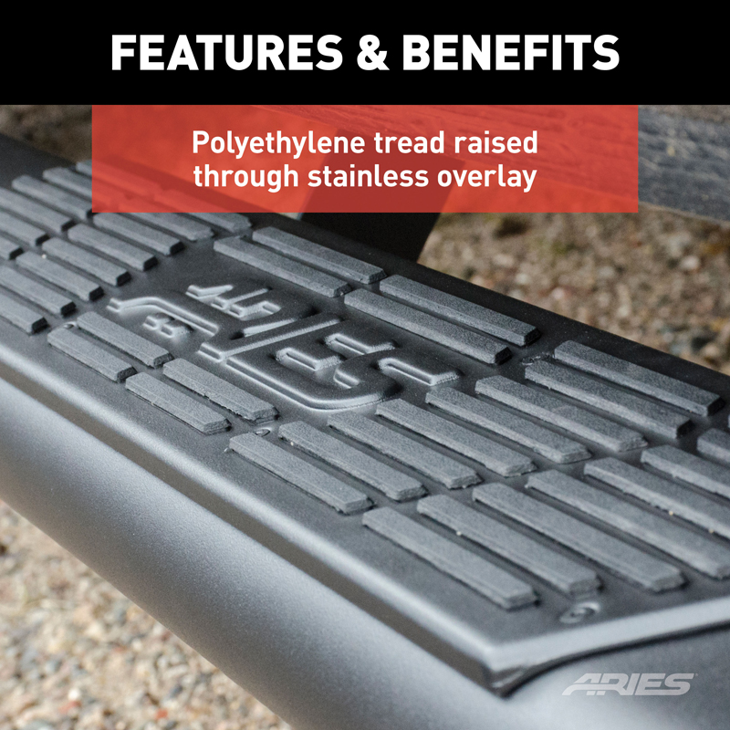 ARIES | AscentStep 5-1/2in x 75in Black Steel Running Boards - Durango 2011-2022