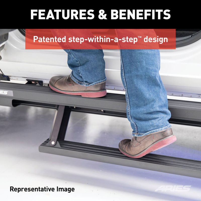 ARIES | ActionTrac 69.6in Powered Running Boards - Wrangler (JL) Unlimited 2018-2022