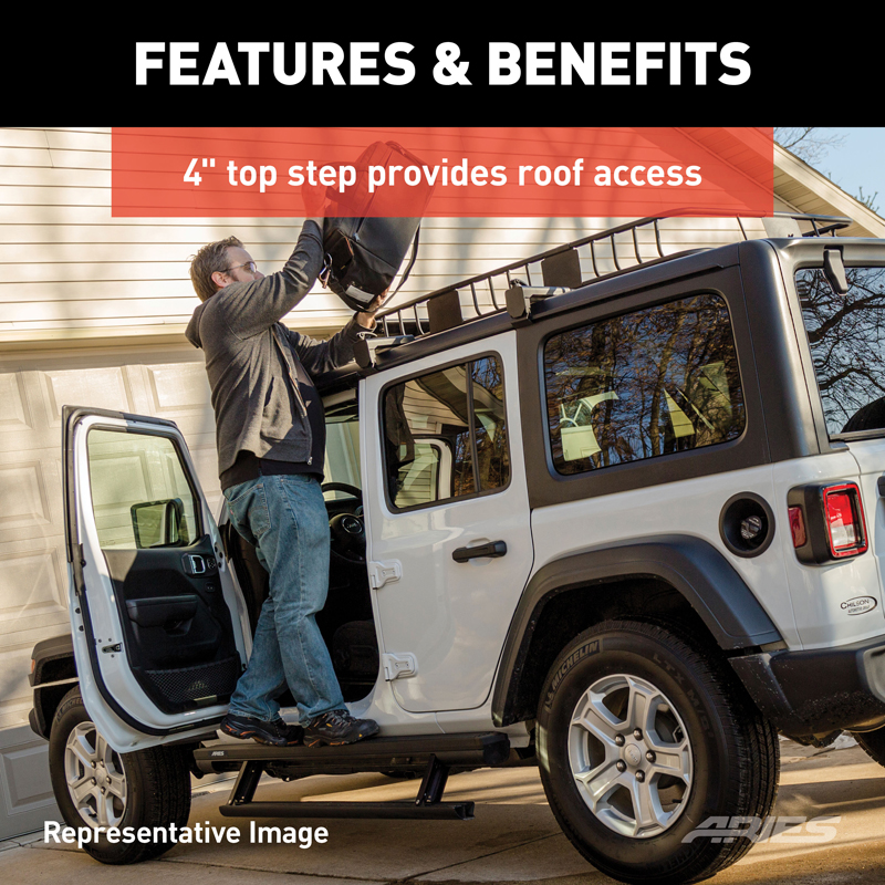 ARIES | ActionTrac 69.6in Powered Running Boards - Wrangler (JL) Unlimited 2018-2022