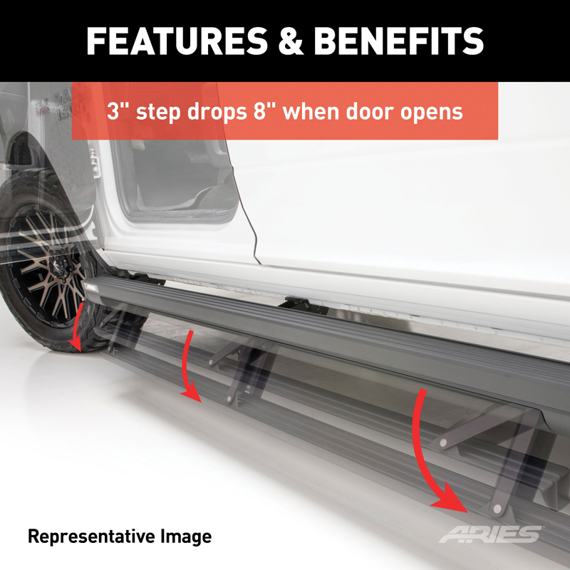 ARIES | ActionTrac 83.6in Powered Running Boards - Ram 2500 / 3500 2010-2022