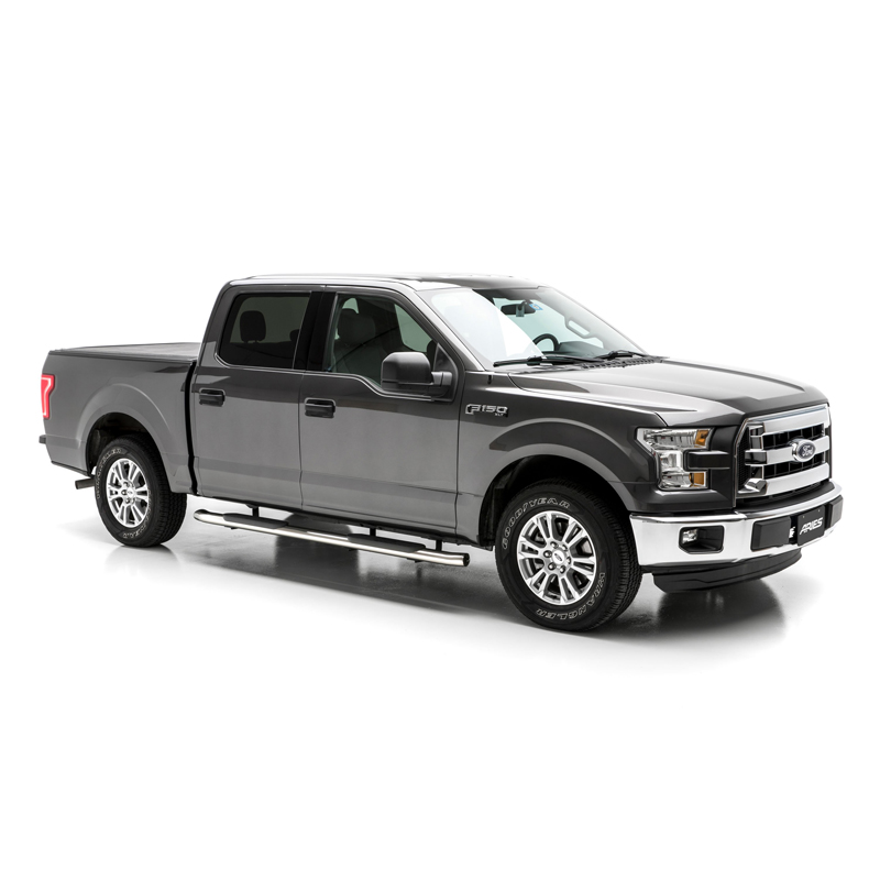 ARIES | 4in Polished Stainless Oval Side Bars - F-150 / F-250 / F-350 2015-2023