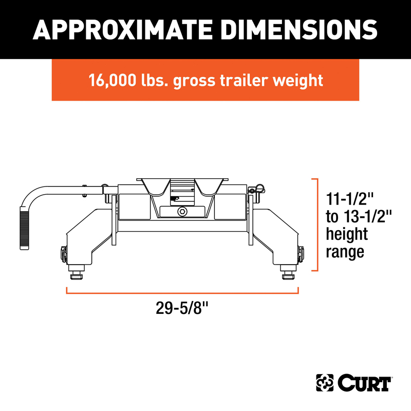 CURT | E16 5th Wheel Hitch - Silverado / Sierra 2500 HD / 3500 HD 6.0L / 6.6L 2016-2019