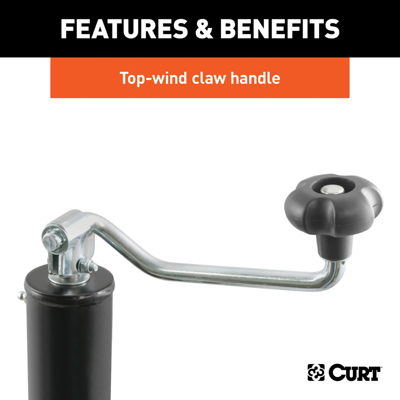 CURT | Bracket-Mount Swivel Jack with Top Handle (2,000 lbs, 10in Travel, Packaged)
