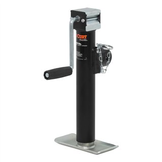 CURT | Pipe-Mount Swivel Jack with Side Handle (2,000 lbs, 10in Travel)