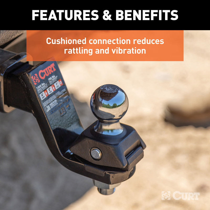 CURT | RockerBall 2in Cushion Hitch Trailer Ball (1in Shank, 7,500 lbs.)