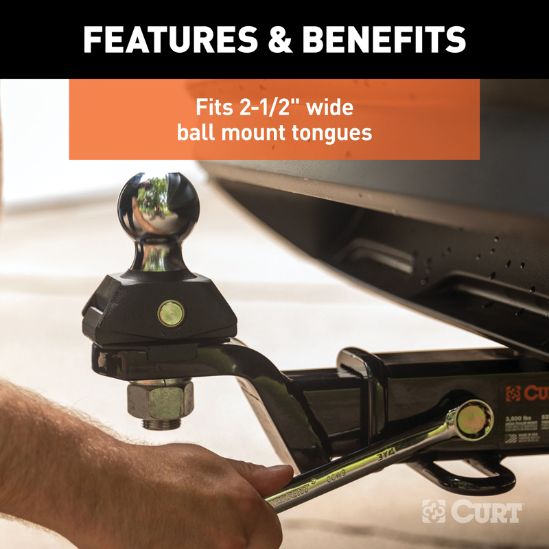 CURT | RockerBall 2in Cushion Hitch Trailer Ball (1in Shank, 7,500 lbs.)