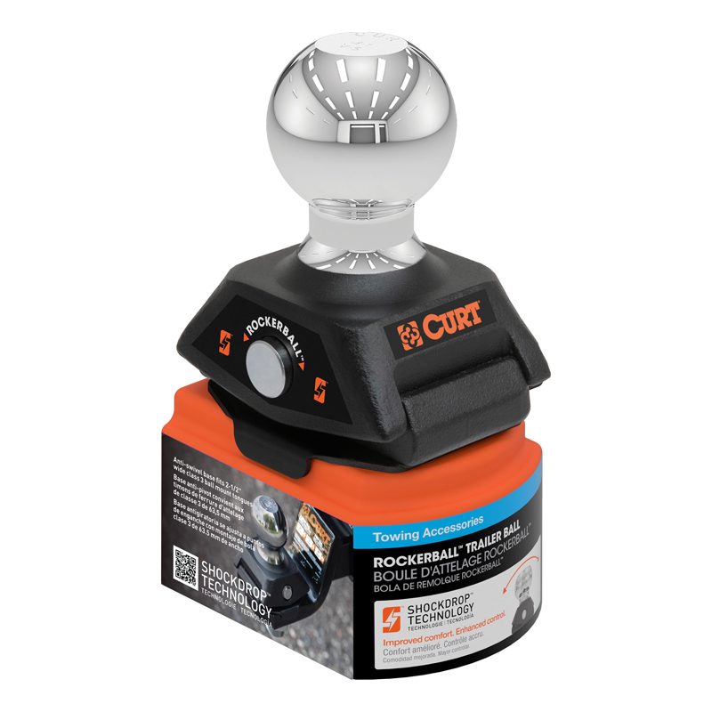 CURT | RockerBall 2in Cushion Hitch Trailer Ball (1in Shank, 7,500 lbs.)