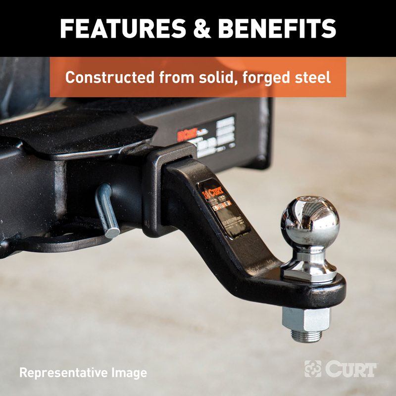 CURT | Loaded Forged Ball Mount with 2-5/16in Ball (2in Shank, 15,000 lbs., 4in Drop)