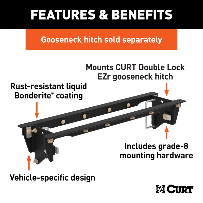 CURT | Double Lock EZr Gooseneck Installation Brackets - F-250 / F-350 2000-2010