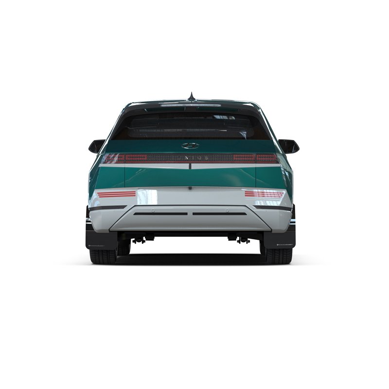 RallyArmor | Black UR Mud Flap Silver Logo - Ioniq 5 2022-2024