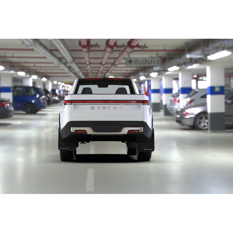 RallyArmor | Black UR Mud Flap Dark Grey Logo - Rivian R1T 2022-2025