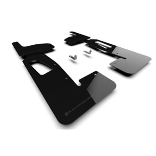 RallyArmor | Black UR Mud Flap Metallic Black Logo - Rivian R1T 2022-2025