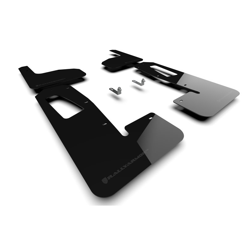 RallyArmor | Black UR Mud Flap Metallic Black Logo - Rivian R1T 2022-2025
