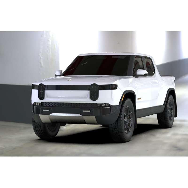 RallyArmor | Black UR Mud Flap Metallic Black Logo - Rivian R1T 2022-2025