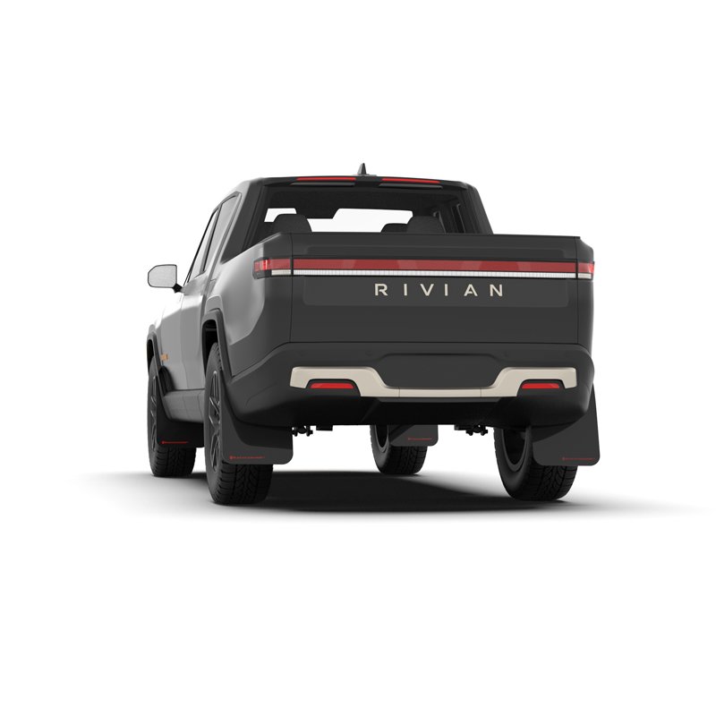 RallyArmor | Black UR Mud Flap White Logo - Rivian R1T 2022-2025
