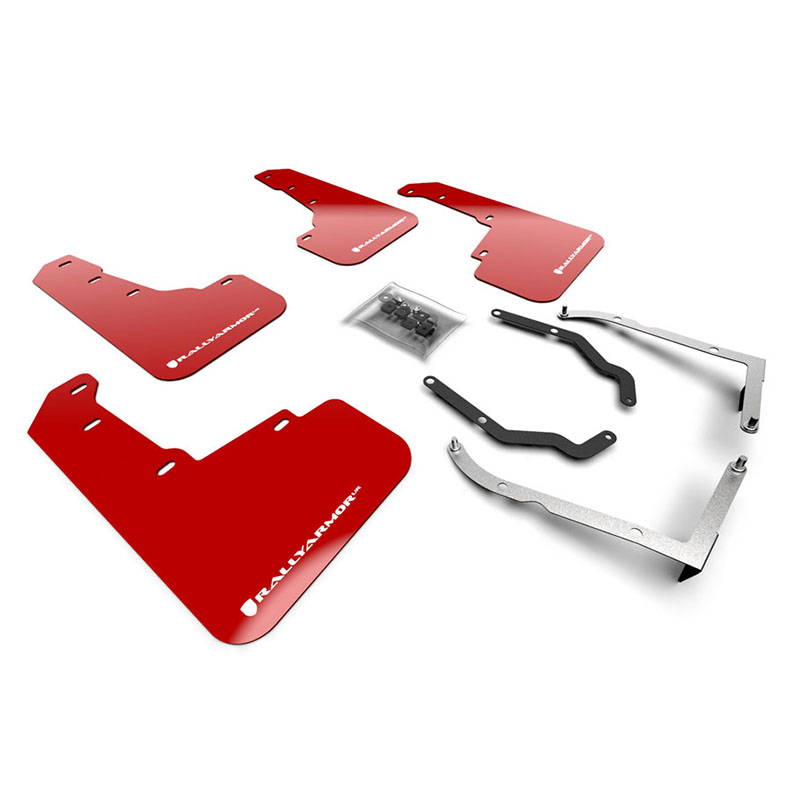 RallyArmor | Red Mud Flap White Logo - Subaru Crosstrek 2018-2023