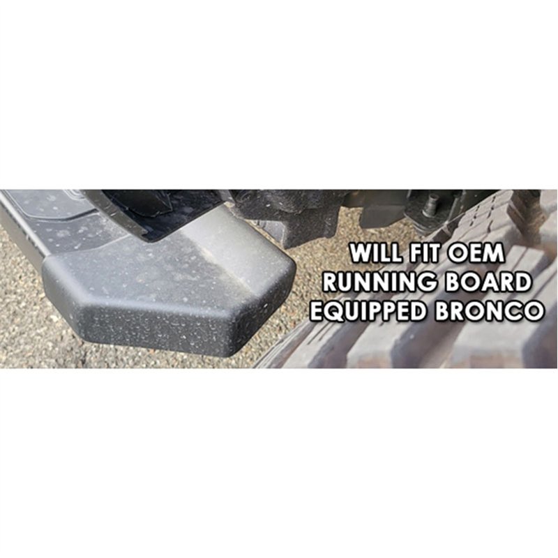 RallyArmor | Black UR Mud Flap Area Blue Logo - Bronco 2021-2025 (Plastic Bumper/With OEM Running Boards)