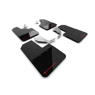 RallyArmor | Black UR Mud Flap Red Logo - Bronco 2021-2025 (Steel Bumper/Without Side Bars)