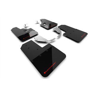 RallyArmor | Black UR Mud Flap Red Logo - Bronco 2021-2025 (Steel Bumper/With OEM Rock Rails)